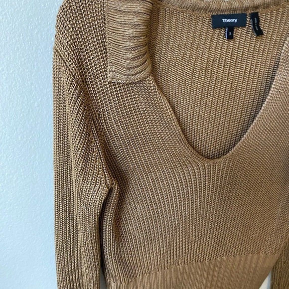 Theory Women’s Backcollar Roving Sweater Knit V Neck Pullover Business Casual - Picture 4 of 8